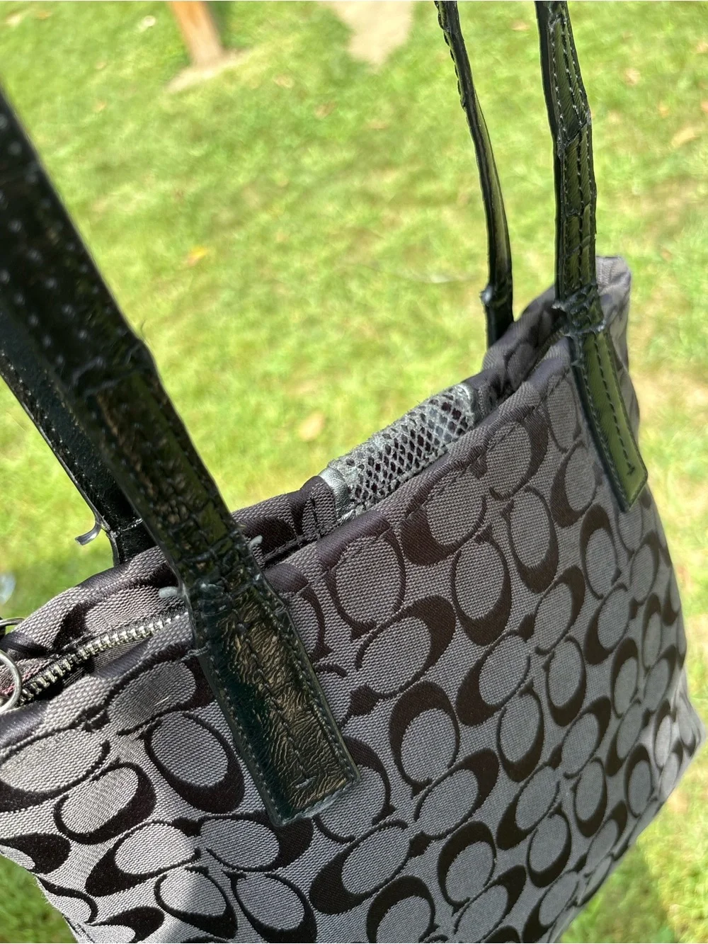 Coach Signature Python Stripe Black Purse